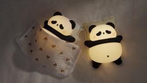 LED Night Lights Cute Panda Silicone Lamp USB Rechargeable Touch Sensor Timing Bedside Decor Kids Baby Nightlight Birthday Gifts