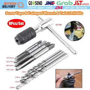 Set 9pcs Alat Pembuat Drat dan Bor Hand Tap Tapping Drill Type Model M3-M6