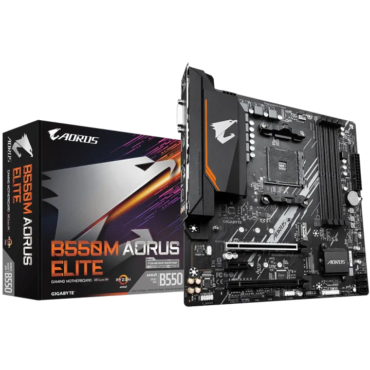 GIGABYTE B550M AORUS ELITE MAINBOARD [ SOCKET AM4 ] SUPPORT 3rd GEN AMD RYZEN PROCESSOR DUAL PCI-e M.2/ RGB FUSION 2.0/GIGABYTE 8118 GAMING LAN/ Q-FLASH PLUS