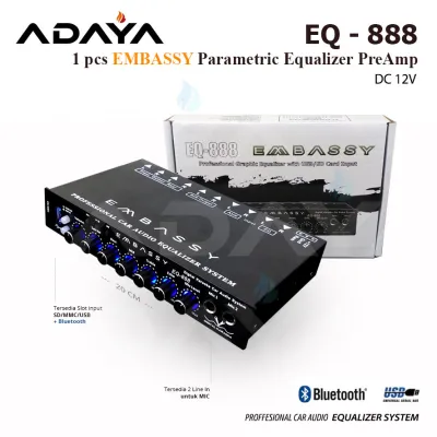 Equalizer Parametric Preamp Embassy EQ 888 Bluetooth USB Karaoke Audio Mobil