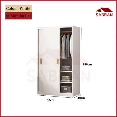 SABRAN Wooden Wardrobe Clothes Cabinet with Sliding Door Bedroom Multi-layer Clothes Organizer