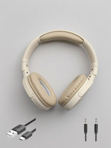 (HD1)ST-218 Earphones 【 Khaki Color Only 】 Wireless Bluetooth TWS Head-Mounted Headsets Gaming Music 18-Hours-Battery-Life Headphones Waterproof Long-Playtime Earbuds