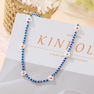 【2023 New】Bohemian Style Bead Flower Necklaces Handmade Woven Colorful Beaded Bracelet Beach Holiday Little Daisy Clavicle Chain Fashion Chain Necklace Gifts