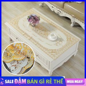 Khăn trải bàn ăn ren hoa dập nổi sang trọng nhựa chống thấm nước size 46 x 30cm Chữ Nhật - khăn trải lót bàn kính in hoa nổi HÀNG ĐẸP