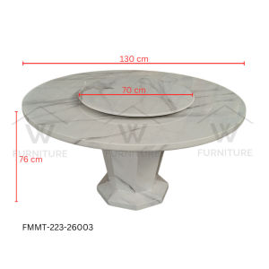 (Free Installation)Wfurniture Round Full Marble Dining Table Meja Batu Meja makan Ceramic 大理石餐桌