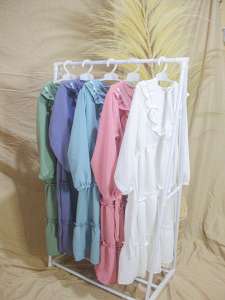 SARAHSTORE.ID gamis anak perempuan crinkle airflow  usia 4-12 tahun variasi kerut bawah dan renda