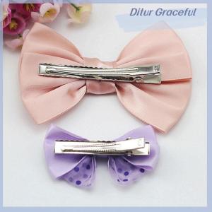 Ditur 50pcs Metal Alligator Hair Clips Bow Teethed Barrette Crocodile Clamp DIY Clip
