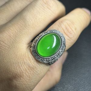 Sliver S925 Myanmar Jade Stone Natural Burma Jadeite Man Ring jade ring for men jade stone original ring 925 sterling silver ring for men genuine jade rings