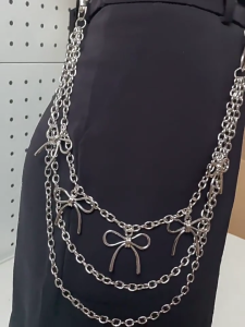 Elegant MultiLayered Metal Bowknot Chain Waist Accessory for Various Outfit Women Men Fashion Enthusiasts Pants Chain