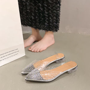 [Free Shipping] New Summer Korean-Style Transparent Rhinestone Stiletto Sandals Crystal Shoes WomenS High Heels Available In Large Sizes Versatile For Any Outfit