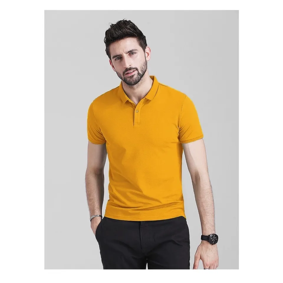 Gold color shop polo shirt