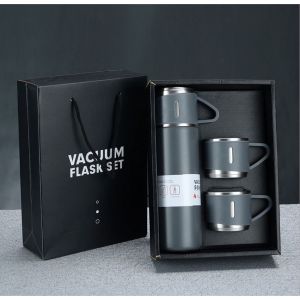 ( Bisa cod ) 3 in 1 Vacuum Insulated Thermo Flask / Termos Vacum Flasks 500ml with 3 cups Gift Set (in Gift Box) Bisa untuk air panas dan air dingin Terlaris