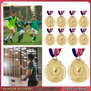 Winnereco 10Pcs Gold/Silver/Bronze Medal Award Medals Trophy Pattern Sports Rewards Metal Winner Medals for Talent Show Party Race