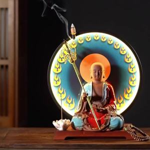 xpkQ Zen Lamp Circle Tibetan King with Staff Large Ornaments Home Decor Ceramic Buddha Statue Living Room Decoration Crafts 2B5Z7