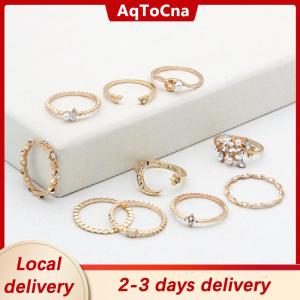 [COD] AqToCna Ship within 24 hours 10Pcs set Moon Star Rings Women Girls Bohemian Jewellery set Gifts Accessories