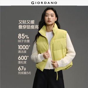 Giordano Women Brand print stand collar duck down vest Free Shipping 12375602