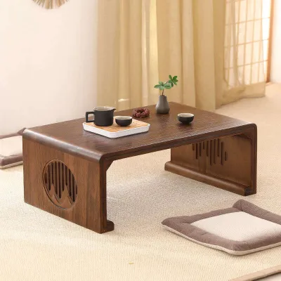 Solid Wood Tea Table Chinese Zen Style Low Coffee Table Tatami Floor Table Living Room Window Seat Small Wooden Table