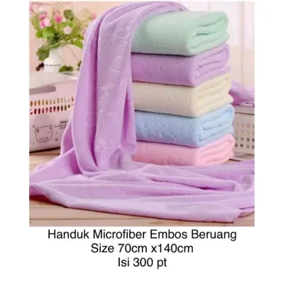 [ YM ACC ] [ Handuk Bayi ] Handuk Polos Tipis Murah Emboss Beruang Ukuran 70 X 140 CM Lembut
