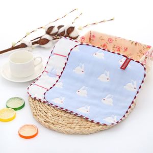 LUXELU Hình vuông Khăn cho bé Vải ợ cho ăn Khăn Lau Tay Khăn tắm cho bé Di động Cotton nguyên chất Khăn nhỏ sáu lớp
