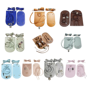 Handmade Crochet Bag Supplies Set With Adjustable Strap PU Leather Base and Bottom Base For Crafting Backpack Purses