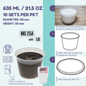 {MSV} Round Microwavable Plastic Takeaway Containers (260ml-745ml) Anti Leak Durable MS 225 250 11B 12B 16 20 25 30
