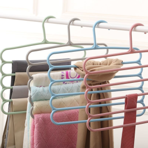 5 in 1 Stainless Steel Magic Pants Hanger Multi Layer Foldable Telescopic Clothes Hanger