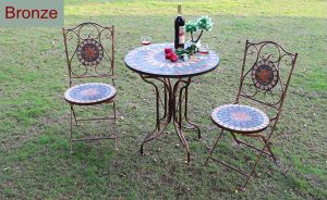 European-Styled Iron Mosaic Balcony Outdoor Table Chair Set