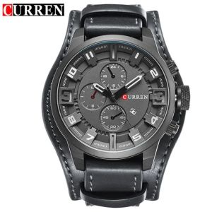 (In stock) CURREN Top Brand Luxury Mens Watches Male ocks Date Sport Military ock Leather Strap Quartz Business Men Watch Gift 8225