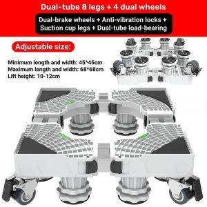 SG Gadget® Universal Washing Machine Base with 360° Rotating Wheels Top/Front Load Washer Movable Stand