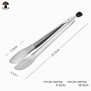 MUSHROOM Stainless Steel 304 Food Tongs Kitchen Cooking Tool Food Clips Grill BBQ Utensil