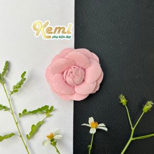 Hoa trà dạ bông 5cm cài áo làm tag nơ trang trí váy đầm thủ công phụ liệu thời trang handmade