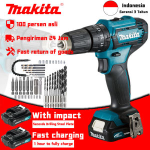 Bor listrik Makita DF333D asli bor baterai berdaya tinggi 120nm promo bor pengisian daya 2 baterai bor tanpa kabel Bor Dampak Nirkabel 36V