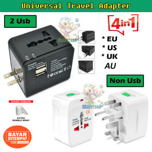 Beauty Universal Travel Adapter 3 in 1 EU UK USA Plug 2 USB / NON USB Adapter Universal Adapter 3in1 Adapter Universal / colokan charger untuk travelling / Travel Adaptor Universal / colokan universal / Universal International Travel Adaptor