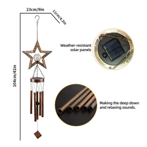 Solar Wind Bells Light Waterproof Garden Lights Automatic On/Off Outdoor Hanging Screens For Patio Yard Decor Moon Led Chimes Lamps Christmas Star Backyard Patio Landscape Lighting