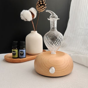 Waterless Aromatherapy Diffuser Professional Grade Wood and Glass Essential Oil Nebulizing Diffuser