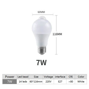 E27 Đèn Led cảm ứng chuyển động Bóng đèn Đèn Led cảm biến ánh sáng PIR bóng đèn tự động On/off đèn ban đêm cho hiên cầu thang nhà để xe Đèn an ninh AC220V 5W 7W 9W