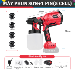 Máy phun sơn cầm tay pin 21vMáy phun sơn dùng pin 200WSúng phun sơn 1000MLDùng pin Makita chân phổ thông 4cm