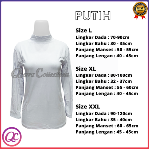 Baju Manset Lengan Panjang Wanita Bahan Rayon Kerah Leher Turtle Neck Polos Dalaman Perempuan Hitam Putih Warna Kulit Spandek Kaos Daleman Cewe Hijab Dewasa Anak Tangan Pendek Mangset Atasan Inner Cewek Jumbo Big Size LD 120 130 140 Katun UV Mande Premium
