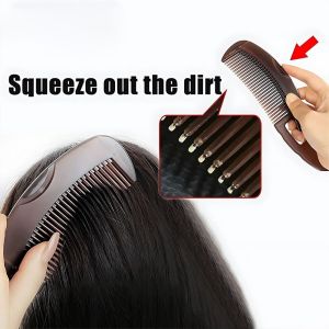 NG65D Press Squeeze Out Dirty Anti-Dandruff Massage Comb Anti Tangling Deep Clean Scalp Cleaning Tool Professional Hollow Tooth Grease Removal Comb Hair Care