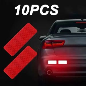 🔥10PCS Colorful Reflectorized Sticker for Motorcycle Car Night Driving Safety Reflective Sticker Car Bumper Reflective Anti-Scratch Tape Rectangular/Round/Square