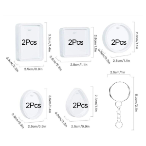 20Pcs/Set DIY Keychain Pendant Casting Silicone Mould Kit Crystal Epoxy Resin Mold for DIY Resin Pendants Jewelry Making Tools