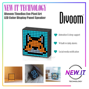 Divoom Timebox Evo Retro Portable Bluetooth Alarm Clock Box Pixel Art Speaker With 256 Programmable 16x16 LED Panel