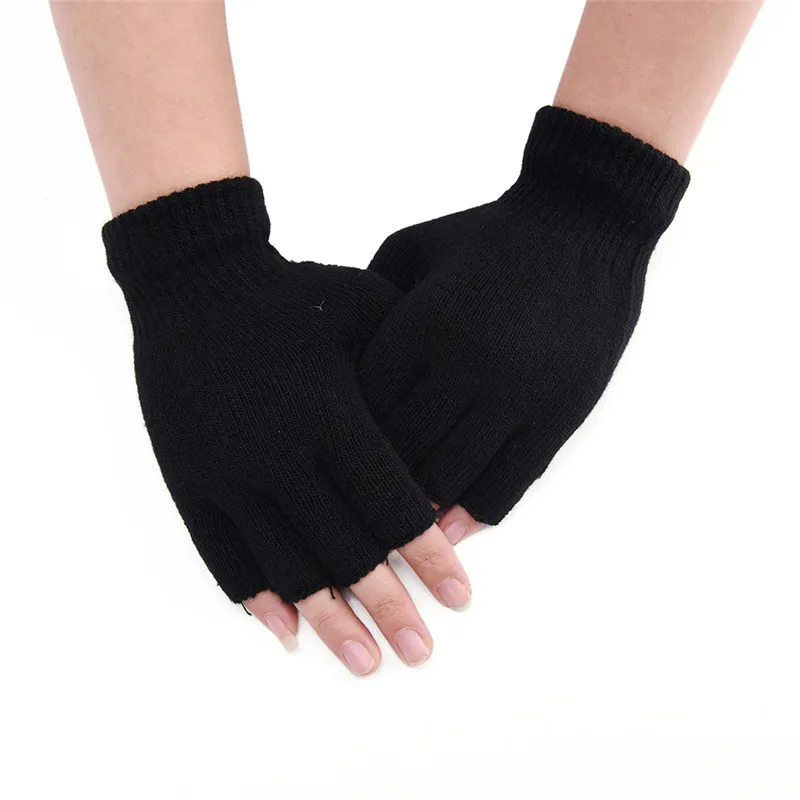 Half Finger Fingerless Gloves Unisex Short Glove Women Men Wool