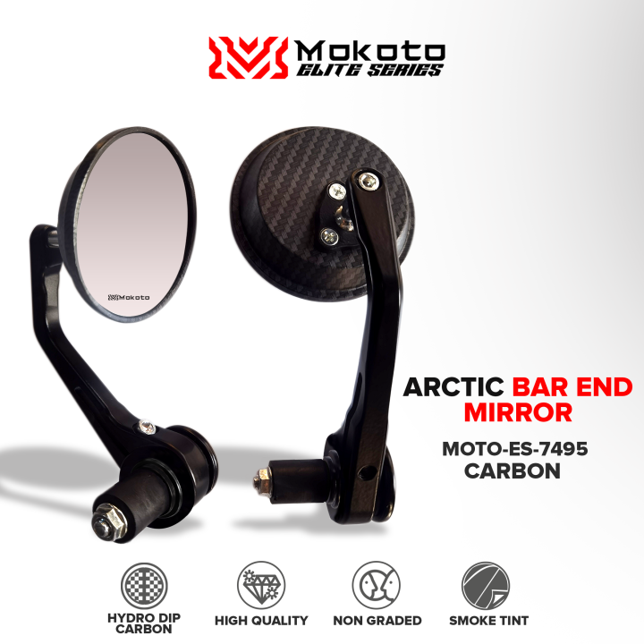 Mokoto Elite Series Cnc Arctic Carbon Bar End Side Mirror Moto Es Universal For Motorcycle