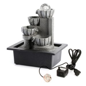 【Home Decor】Style 2 Tabletop Water Fountains Resin Crafts Feng Shui Fountain Home Office Decor Indoor Water Fountain Rockery Landscape Ornament Zen Meditation Waterfall Gift