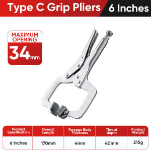 Mitsushi Multi Functional Pliers with Round Mouth and Blade Flat Mouth Straight Mouth Clamping Pliers Labor-saving Pliers Quick Clamping C-shaped Pliers