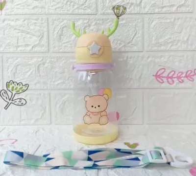 [Mei Chen] Botol Minum Anak Anti Sedak Sedotan Anti Bocor Anti Kembung Botol Belajar Minum Anak Karakter Hewan Tutup Clip Import