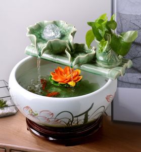 Waterfall Fountains Ceramic Fish Tank Aquarium Decoration Mini Building Block Pot Breeding Box Tangki Ikan Laga