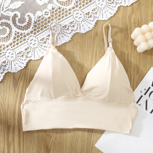 French bra ice silk big U beautiful back wrapped chest tube top triangle cup anti-light adjustment shoulder strap backless underwear women