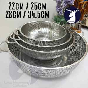 555 STAINLESS STEEL COLANDER FOOD STRAINER SIEVE FRUIT FOOD BASKET FOOD DRAIN BASKET WITH HANDLE & STAND FOOD DRAINER